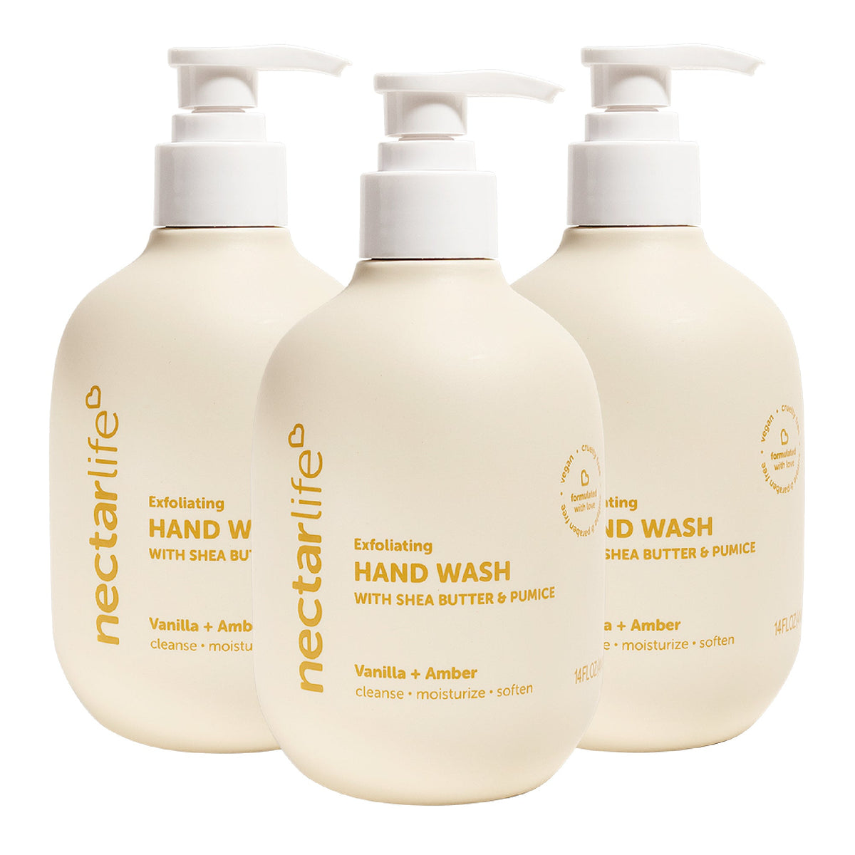 Exfoliating Hand Wash 3 Pack Vanilla Amber