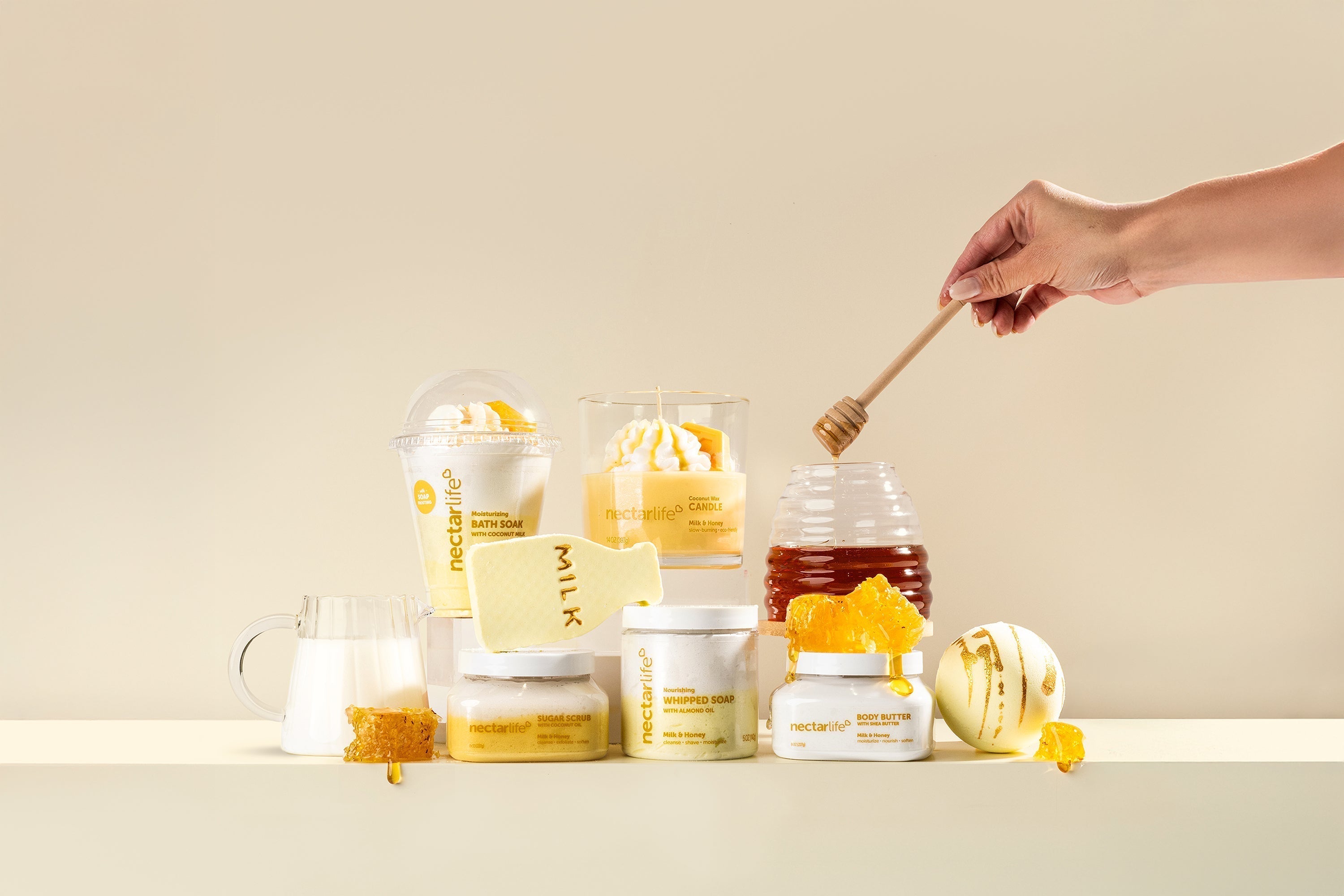 Nectar Life Milk and Honey spring collection of bath and body products