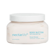 Nectar Life Shea Moisturizing Body Butter, white jar with white lid, Ocean Breeze scent, non-greasy body butter with shea butter and avocado oil, 8oz / 227g, handmade in Las Vegas