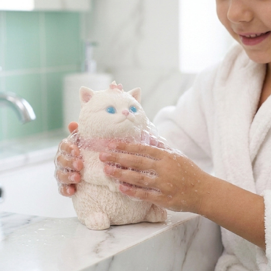 Large Kitty Soap - White