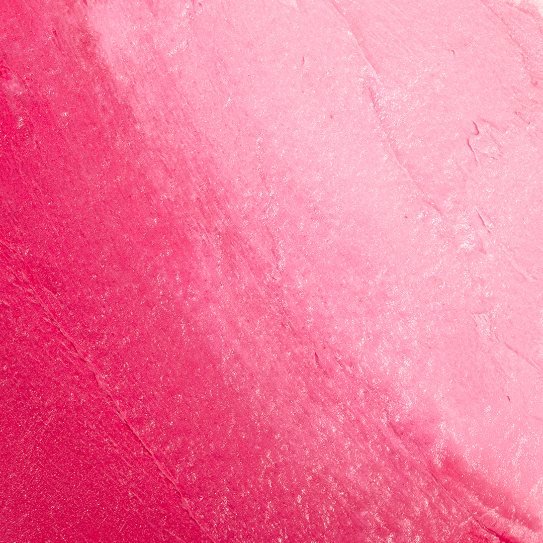 Strawberry Crème Whipped Soap texture closeup, pink creamy lather, plant-based and sulfate-free formula by Nectar Life
