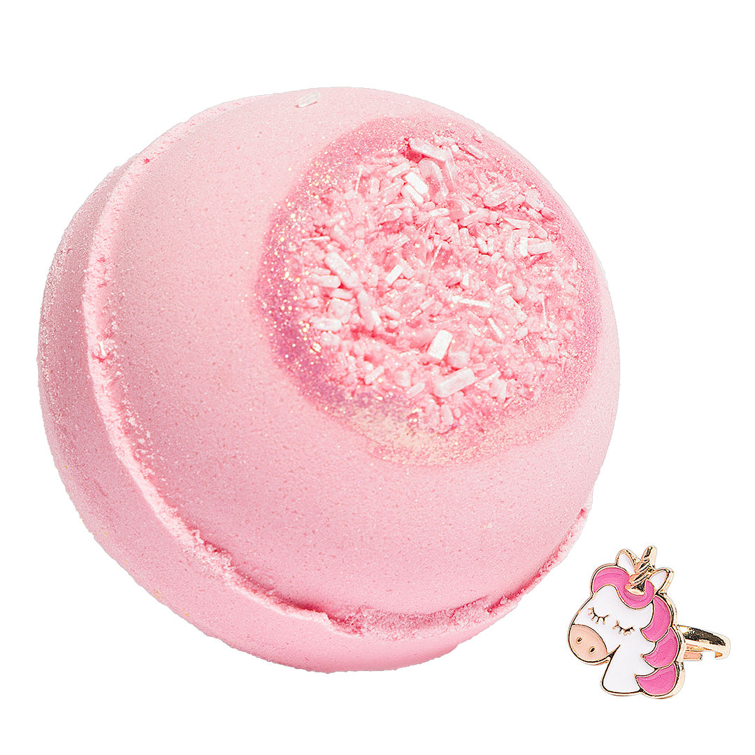 Nectar Life Sugar Crush Surprise Ring Bath Bomb, pink bath bomb and hidden ring inside, Epsom salt and tapioca starch, handmade in Las Vegas, $13