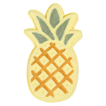 Nectar Life Pineapple Bath Bomb in Tropical Pineapple scent, shaped like a whole pineapple with glittery green crown and golden textured body, yellow handmade bath bomb